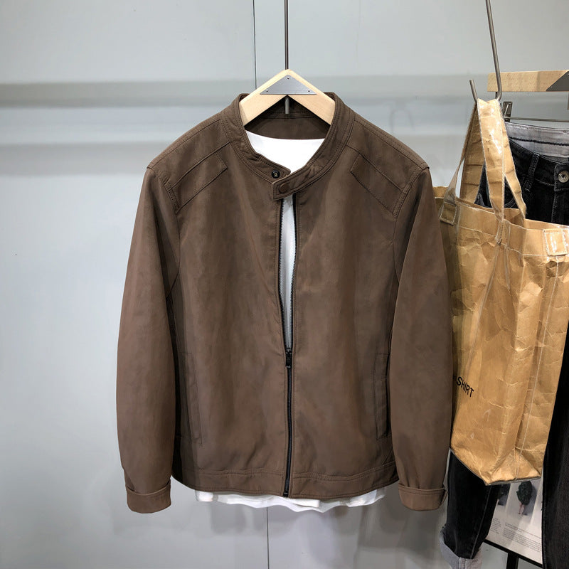Mens Slim-Fit Handsome Trendy Biker-Style Thickened Casual Jacket