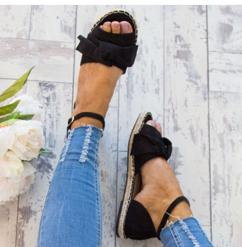 Bow flower hemp rope shoes