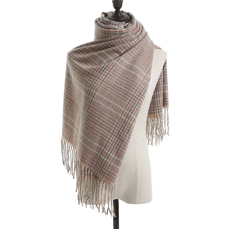 European And American Street Fringed Cashmere Scarf