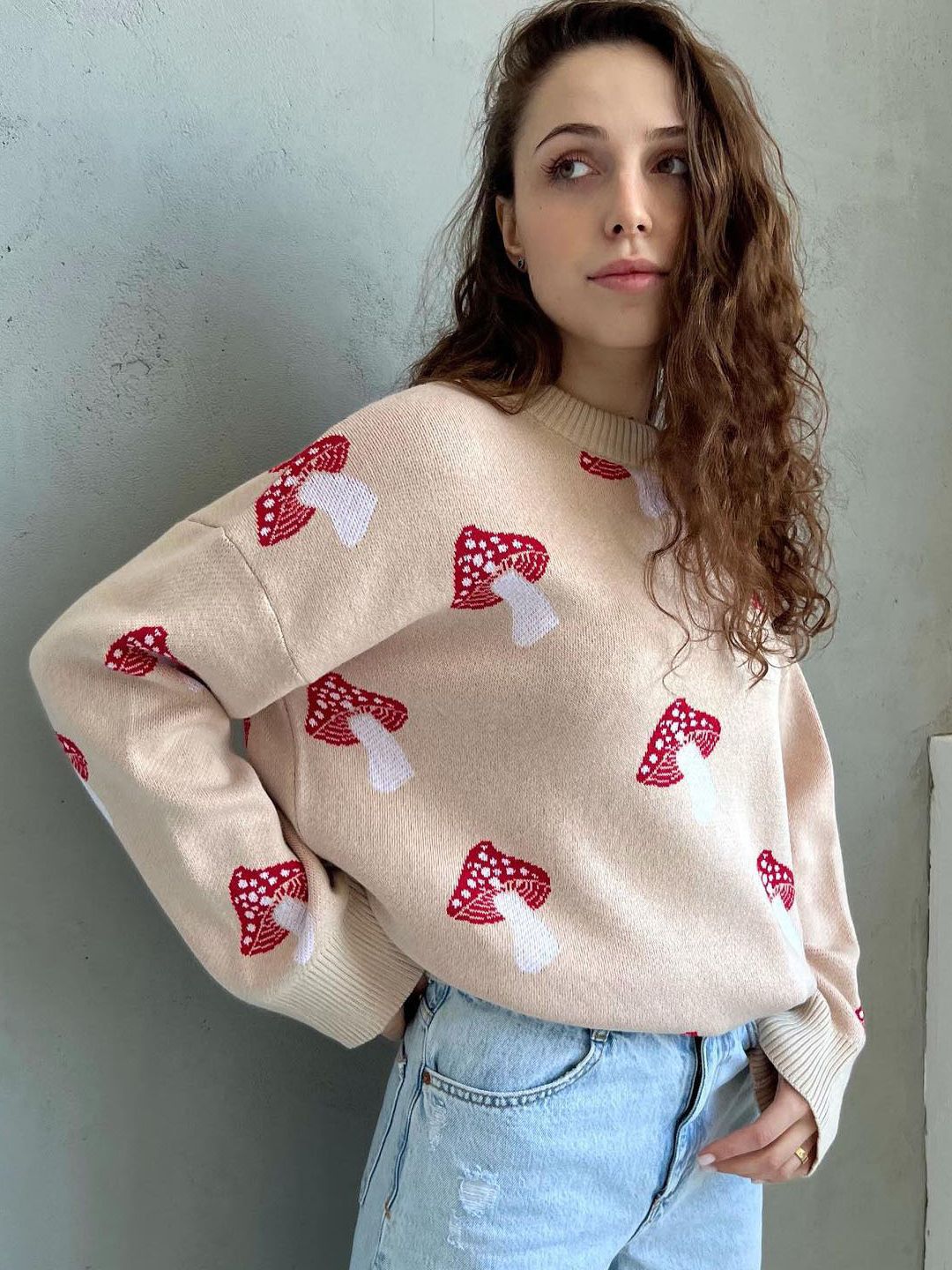 Women's Loose Contrast Color Knitwear Coat