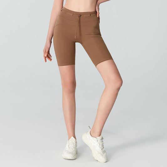 Women's High Waist Hip Lift Tight Drawstring Yoga Shorts