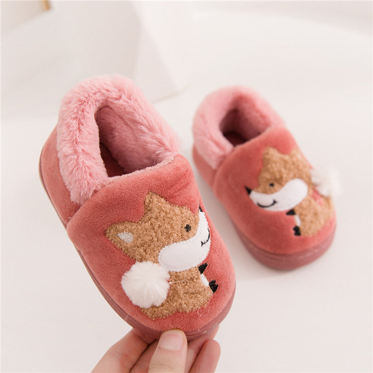 Baby plush non-slip cotton slippers
