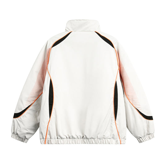 Splicing Gradient Letter Cotton Padded Loose Stand Collar Jacket