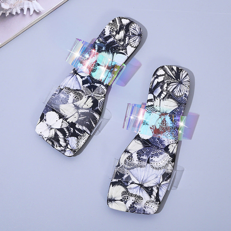 Damesandaler Nye Serpentine Blomster Flad Bund