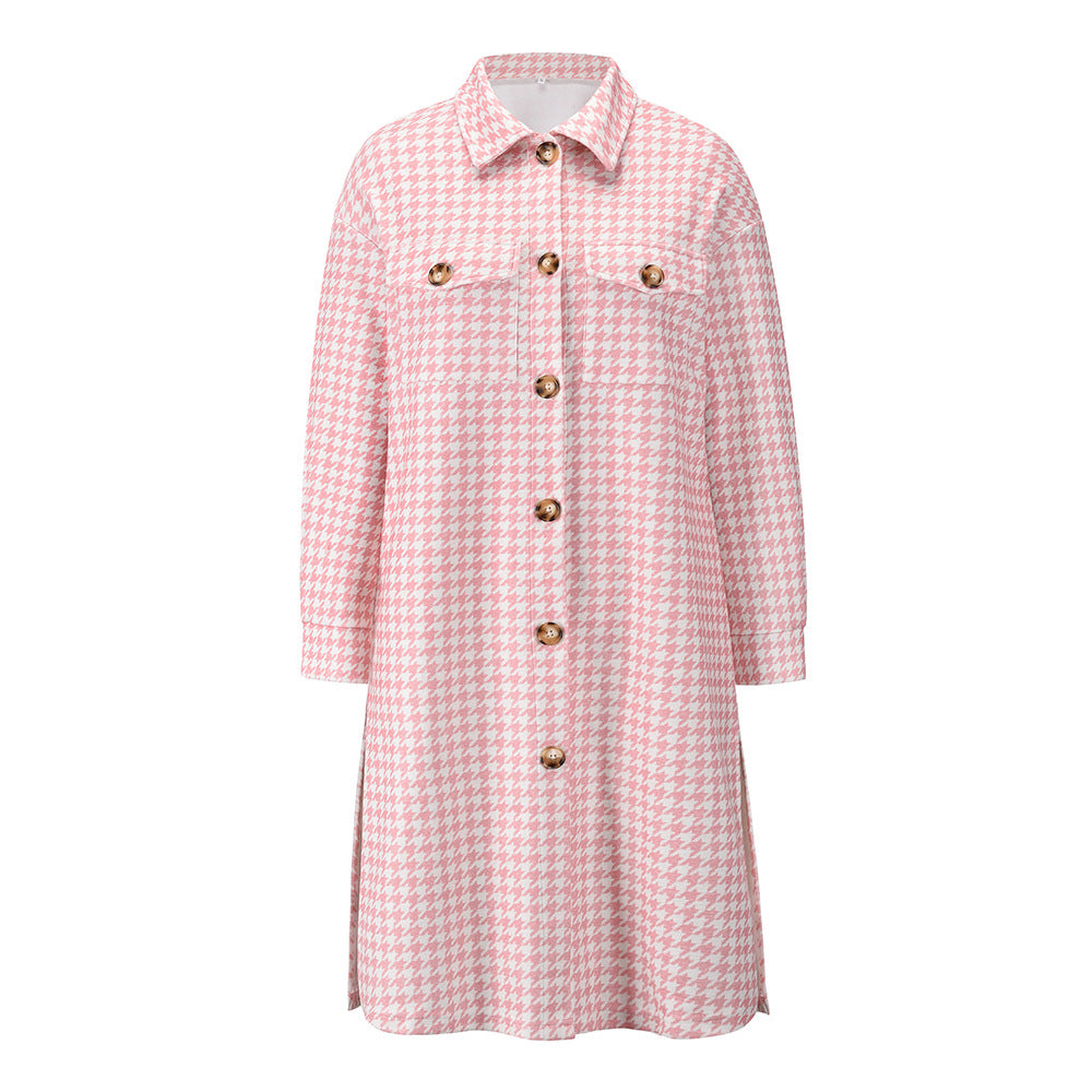 Ladies Plaid Woolen Long Coat Jacket