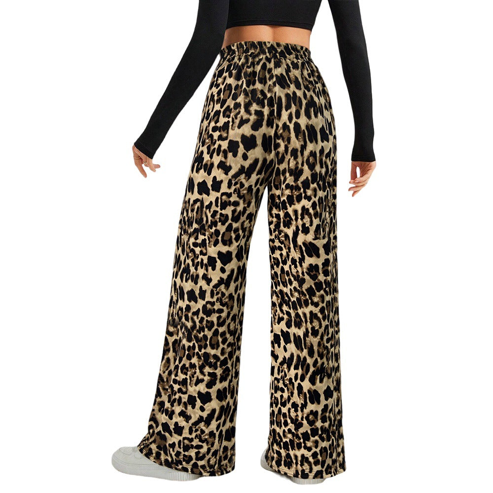 Women's Retro Stylish Leopard Print Wide-leg Pants