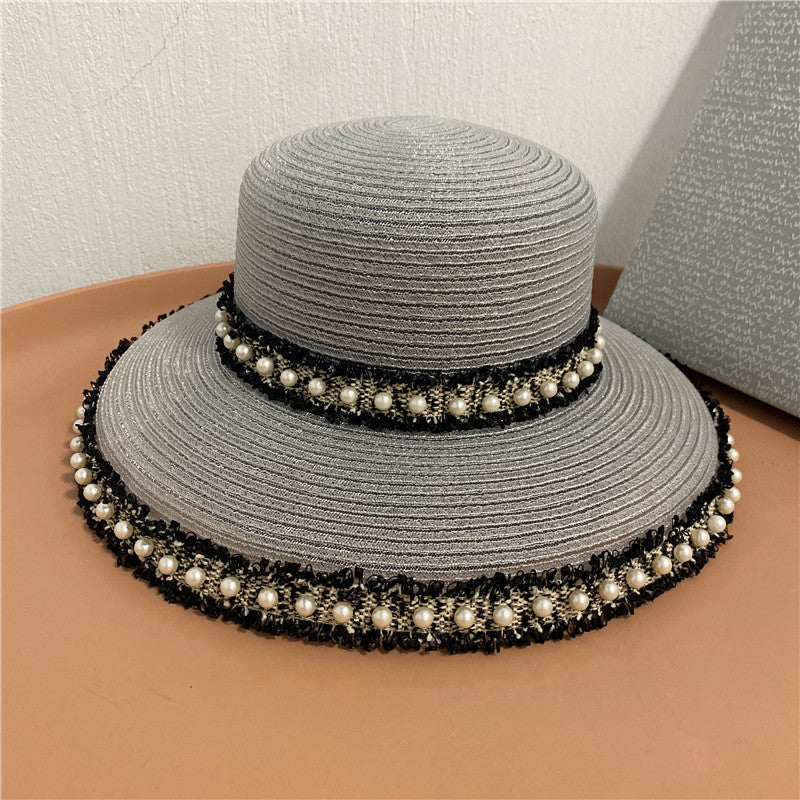 Fringed Pearls Along Fisherman's Hat With Big Eaves