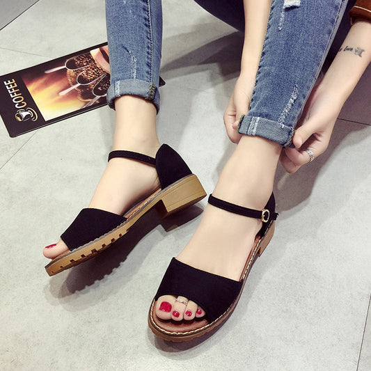 One-button buckle sandals