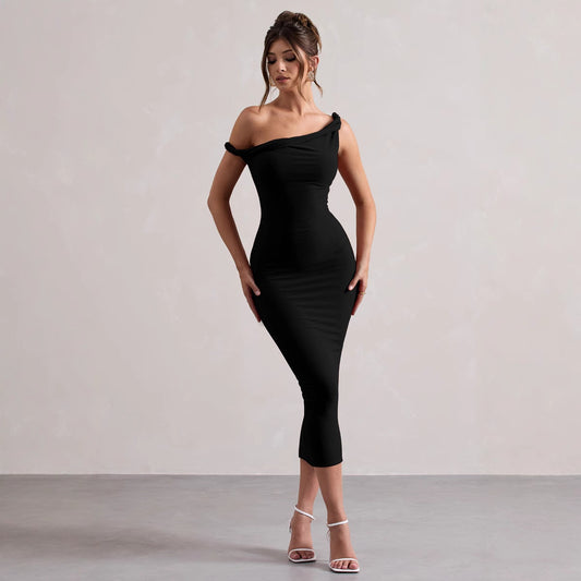A Figure-flattering Off-the-shoulder Or One-shoulder Dress Exudes Chic Style And A Slimming Silhouette