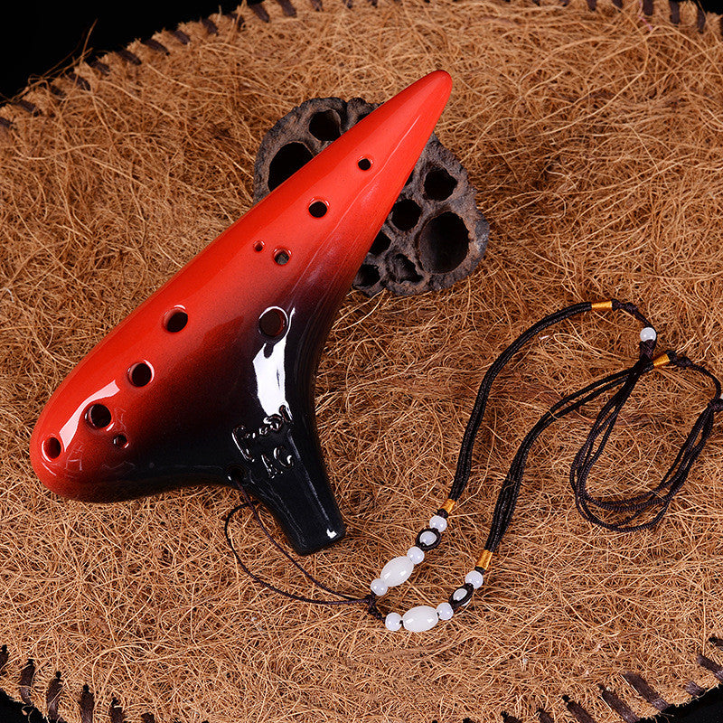 Red Alto Twelve Hole Porcelain Flute