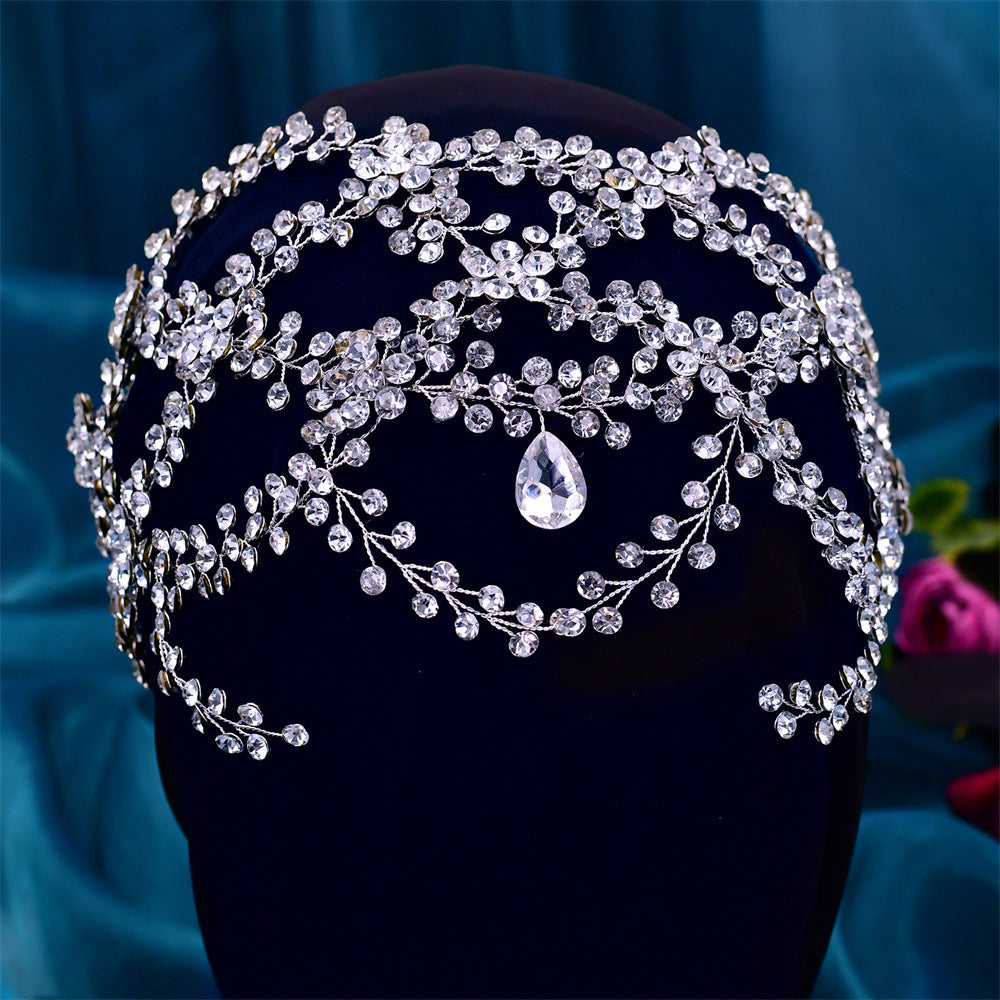 Brude Mesh Rhinestone Kors S-bøjning Håndlavet Diadem Form