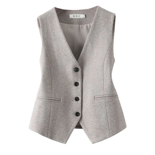 Single-breasted Slim Fit Woolen Vest Outer Wear Waistcoat Inner Wear