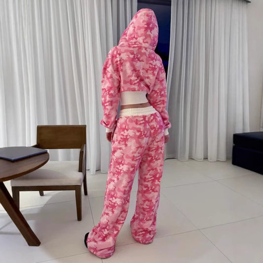 Y2g Hip Hop Short Cardigan Hoodie Sweatshirt And Sweatpants