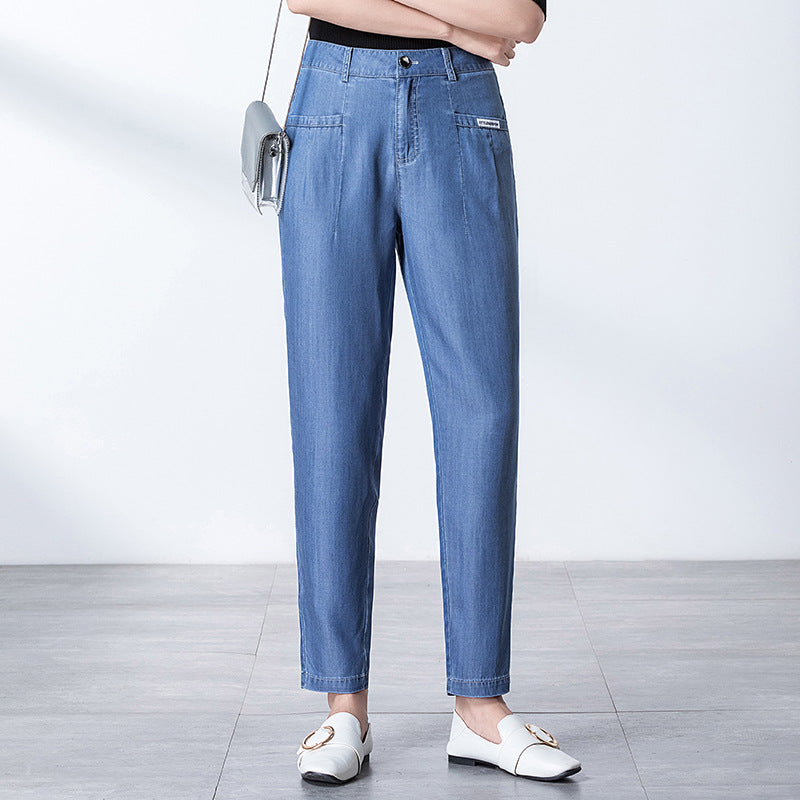 Fashionable casual, thin and medium waist jeans