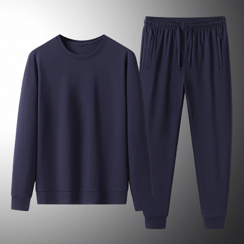 Tencel Roman Sports Leisure Men's Spring And Autumn Sweatshirt And Sweatpants Two-piece Suit
