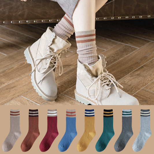 Cotton and velvet thick high-top socks