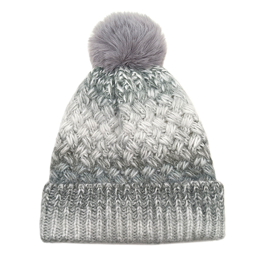 Cold-proof Woolen Cap Female Fleece-lined Thermal Knitting