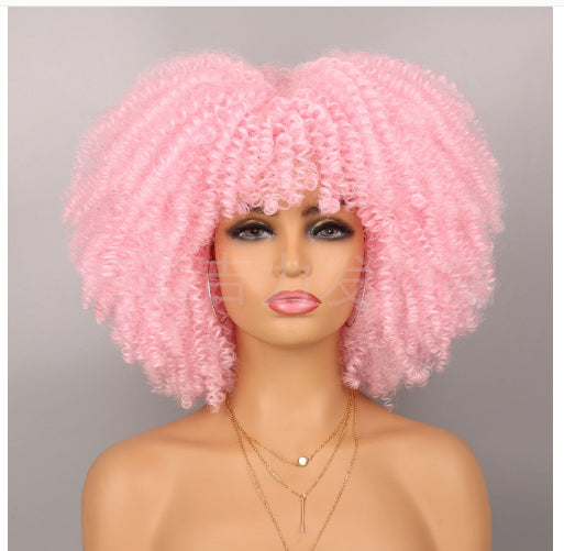 African Black Short Curly Hair Wig Mixed Color European And American Style Wig