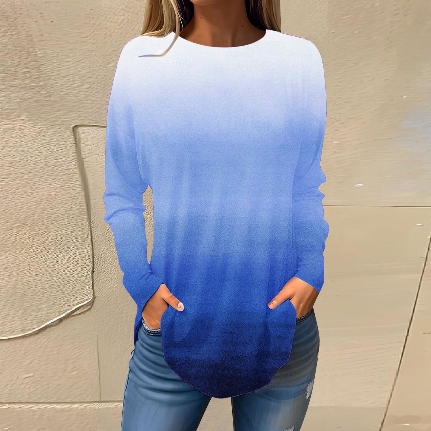 Women's Versatile Long Sleeve T-shirt Personalized Street Style Loose Print