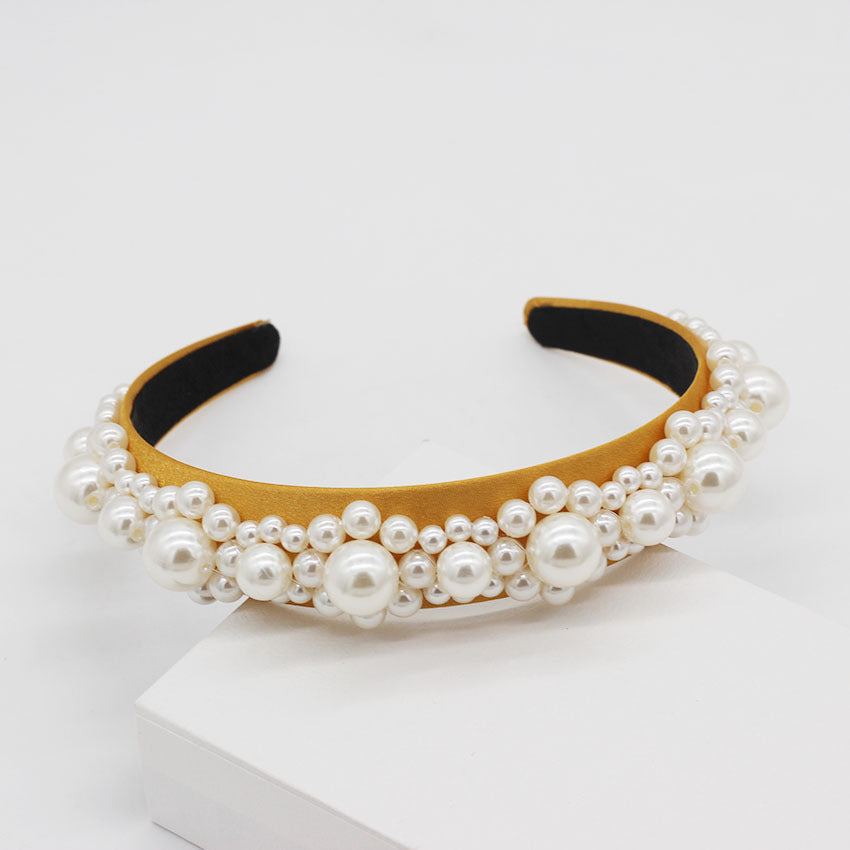 Braided large pearl hair band