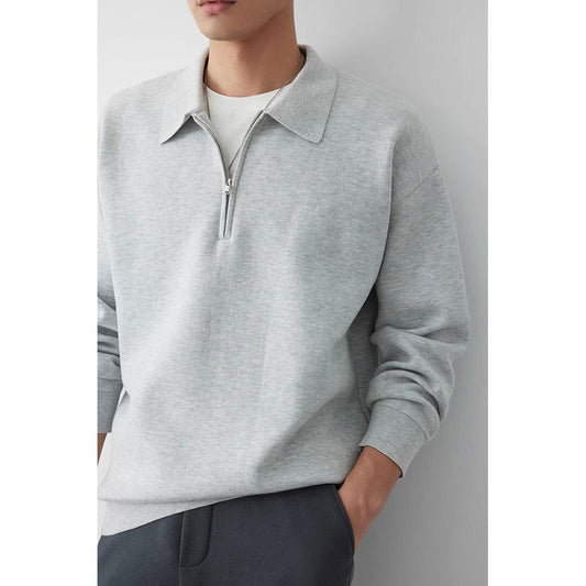 Korean Style Niche Casual Polo Collar Knitwear Sweater For Men