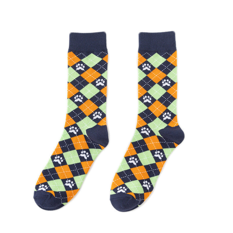 Animal Colorful Skull Print Cotton Middle Tube Socks