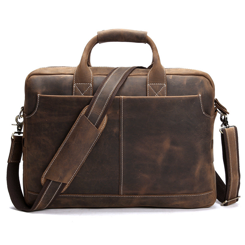 Crazy Horse Leather Men's Shoulder Bag Vintage