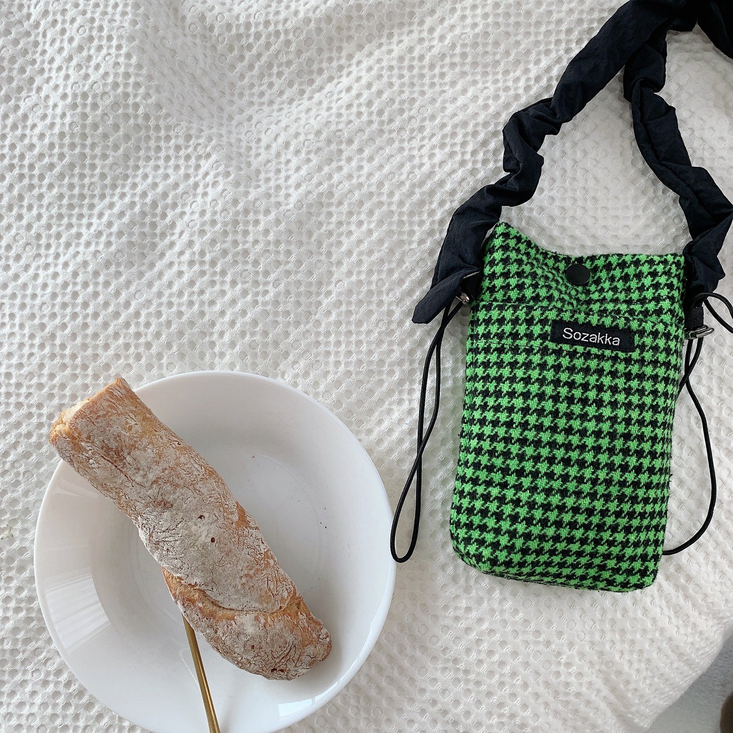 Houndstooth Pattern Shoulder Messenger Bag