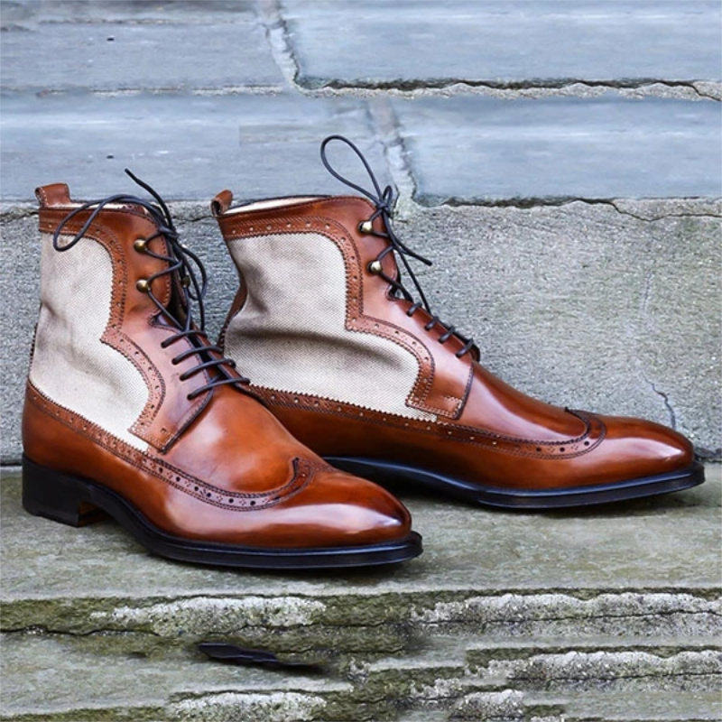 Stitched Canvas Hollow Pointed Brock Boots