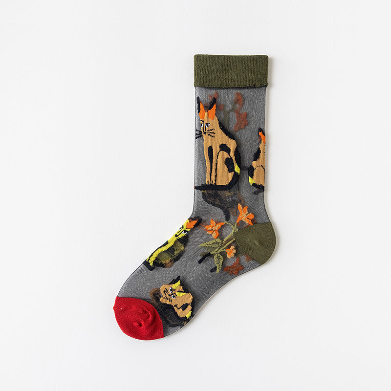 Summer New Thin Glass Silk Fashion Socks