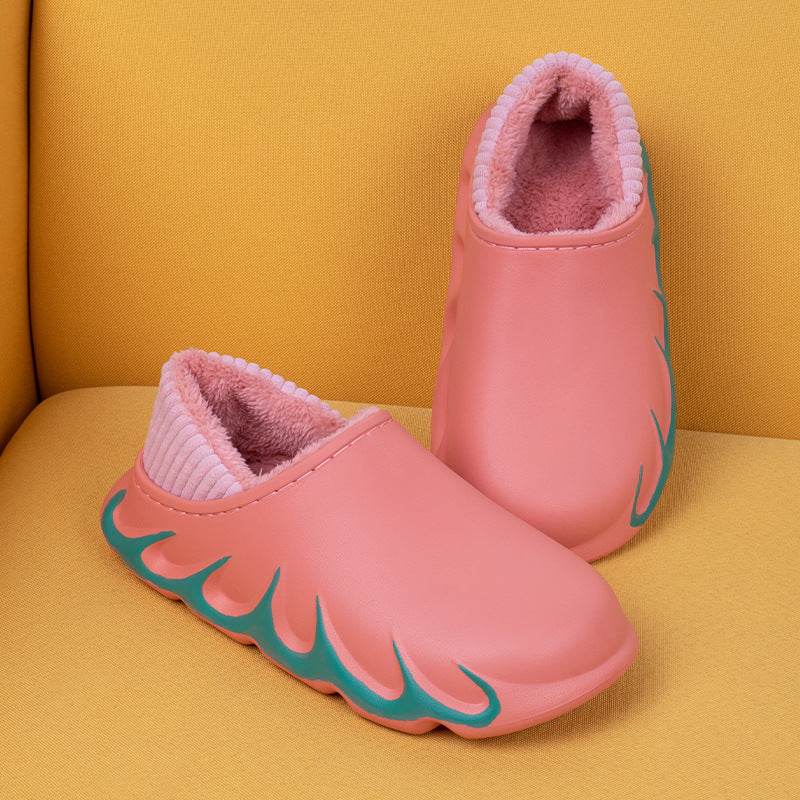 Slippers Waterproof Bag With Plush Confinement Household Cotton Drag Home Couple Warm And Comfortable Cotton Shoes