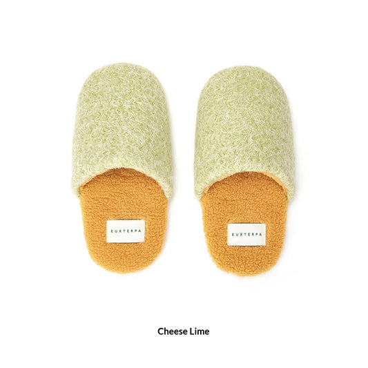Woolen Color-blocked Home Floor Slippers Indoor Silent Non-slip Warm Cotton Slippers