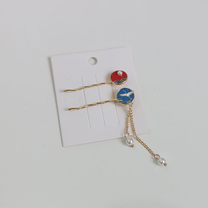 Japanese style girl jewelry rabbit pendant fan hairpin