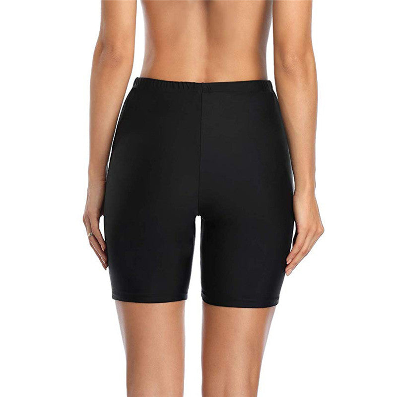 European And American Solid Color Ladies Three-quarter Swimming Trunks