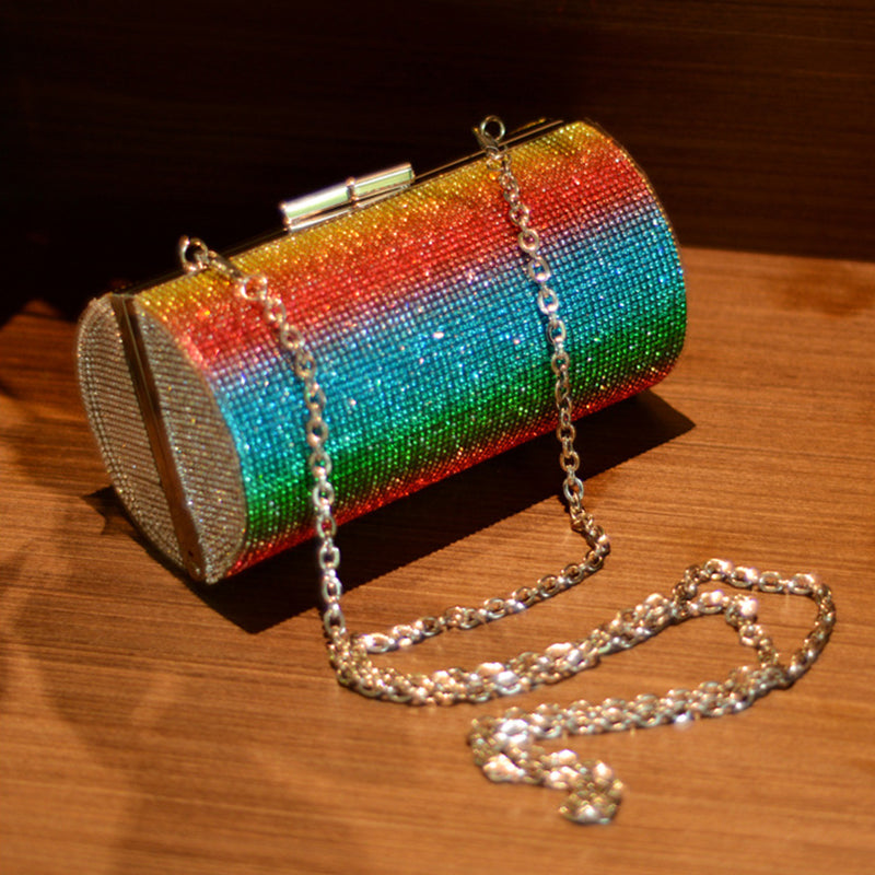 Regnbue Rhinestone Pung Aften Taske