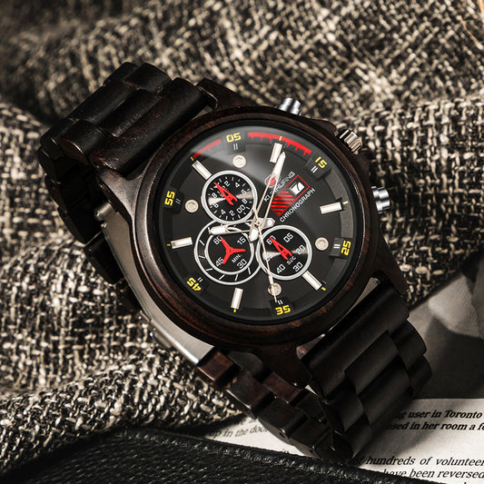Multifunctional sports wood watch