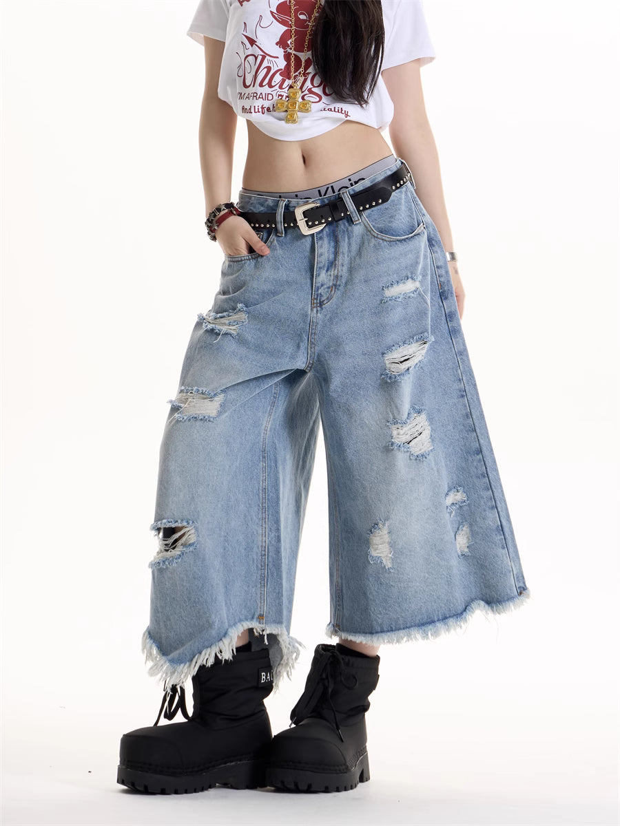 American Retro Hot Girl Ripped Design Jeans