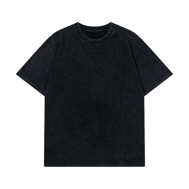 American Washed Distressed Design Fake Two-piece Structure Embroidery Short Sleeve