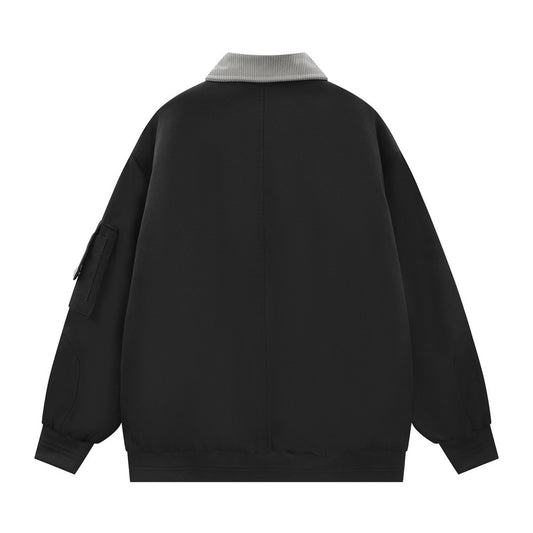 Street Multi-pocket Bomber Jacket Men's Contrast Color