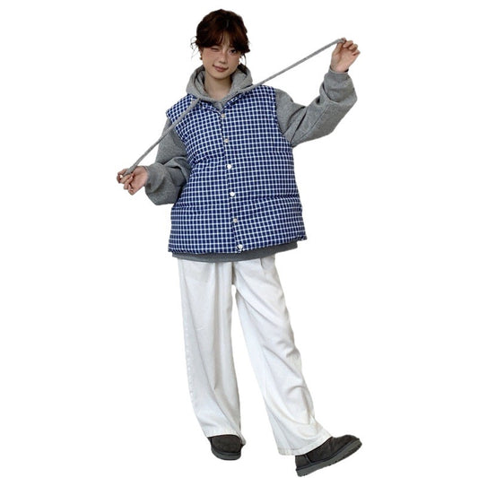 Retro Blue Plaid Vest For Boys And Girls Winter