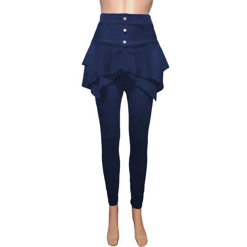 Solid Color Slim Three-button Leggings Trousers