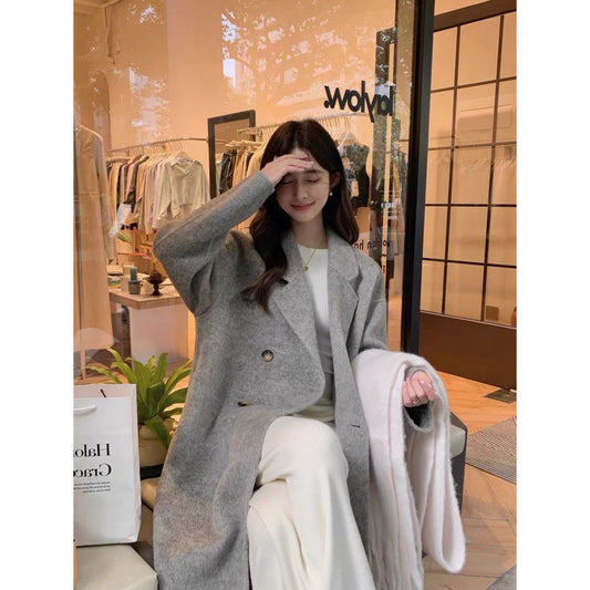 Stylish, Western-style Double-faced Wool Coat For Women