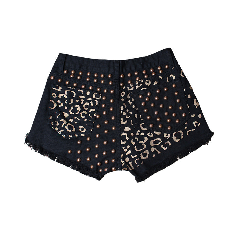 Loose wide feet high waist printed hot pants