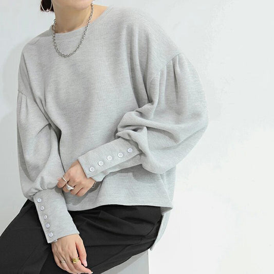 Efterår Vinter Sweater Dame Ensfarvet Løs Og Komfortabel
