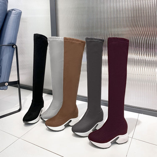 Fashion Women's Thick-soled Stretch Boots With Thin Legs