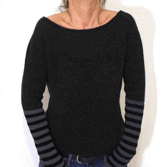 Fashion Casual Round Neck Striped Long Sleeve Knitted Top
