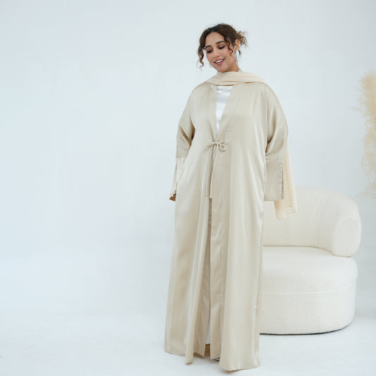 Plus-size Elegant Cardigan Solid-color Robe For The Middle East