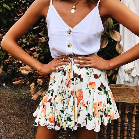 Printed pleated skirt