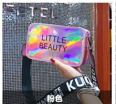 Letter wide shoulder belt laser small square bag