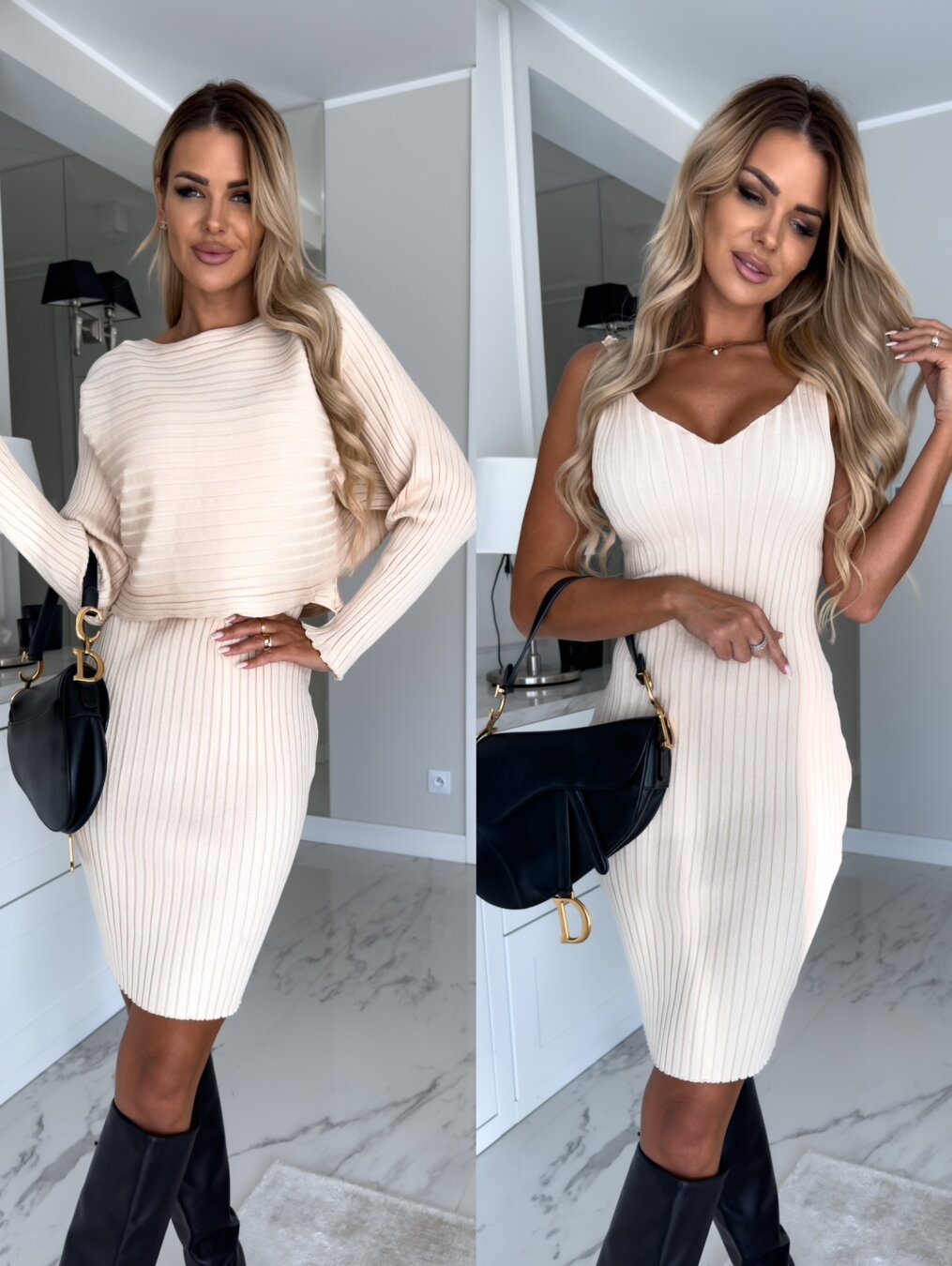 Fashion Long Sleeve Top Suspender Skirt